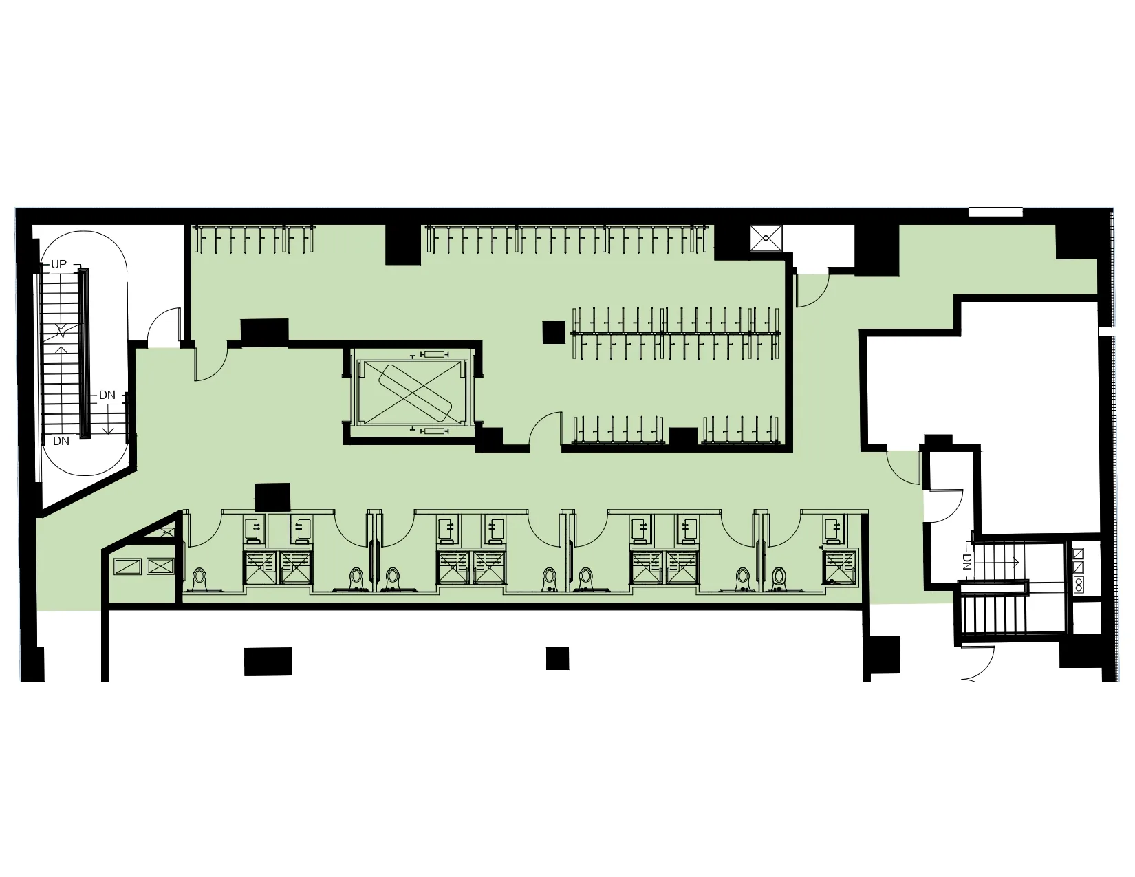 Lower-level bicycle and locker facilities plan